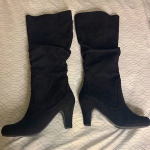Brand New Black Suede Tall Heel Boots